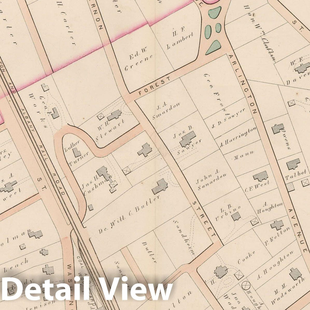 Historic Map : City of Newton, Middlesex County, Newton 1874 Plate F , Vintage Wall Art