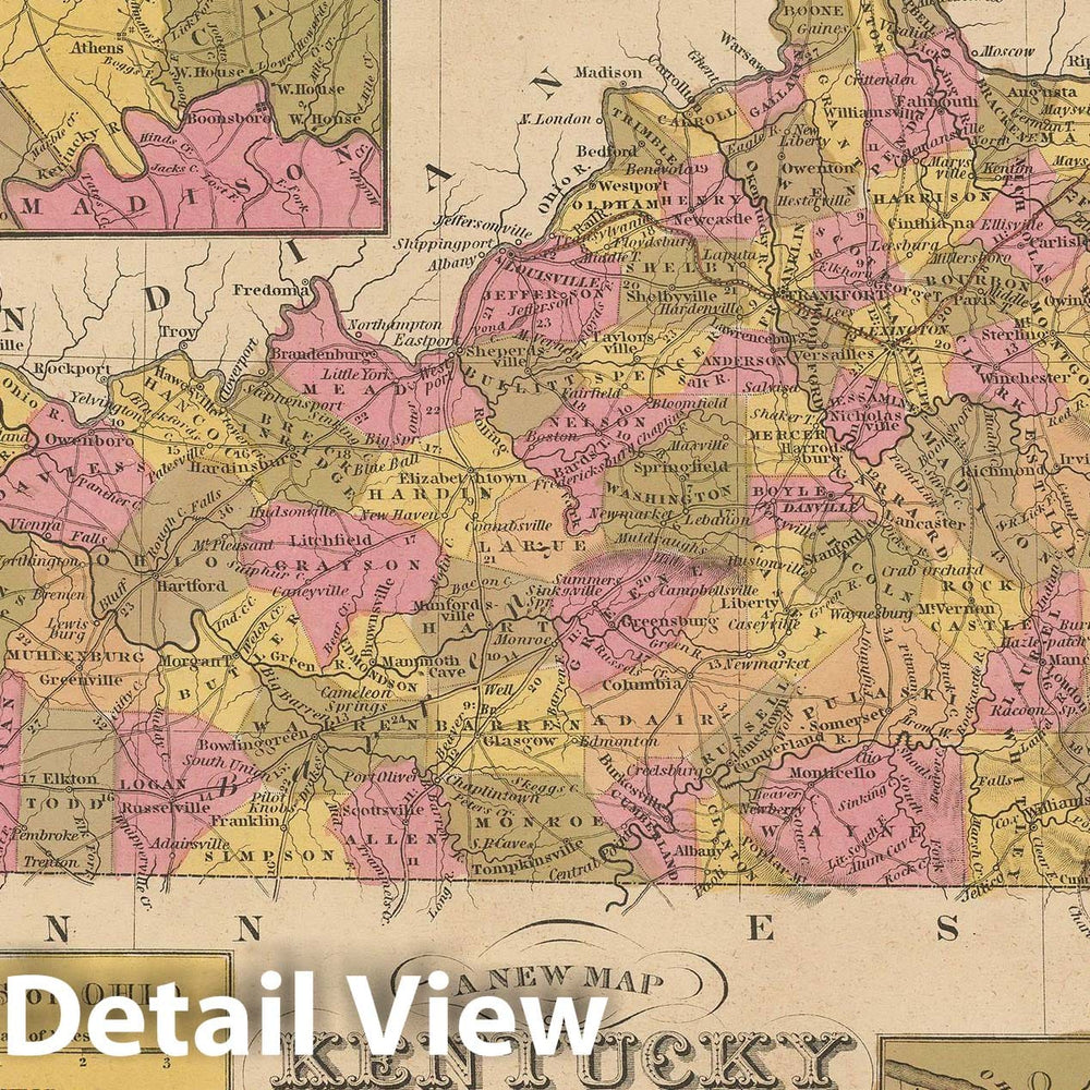 Historic Map : Kentucky 1847 , A New Universal Atlas of the World , Vintage Wall Art