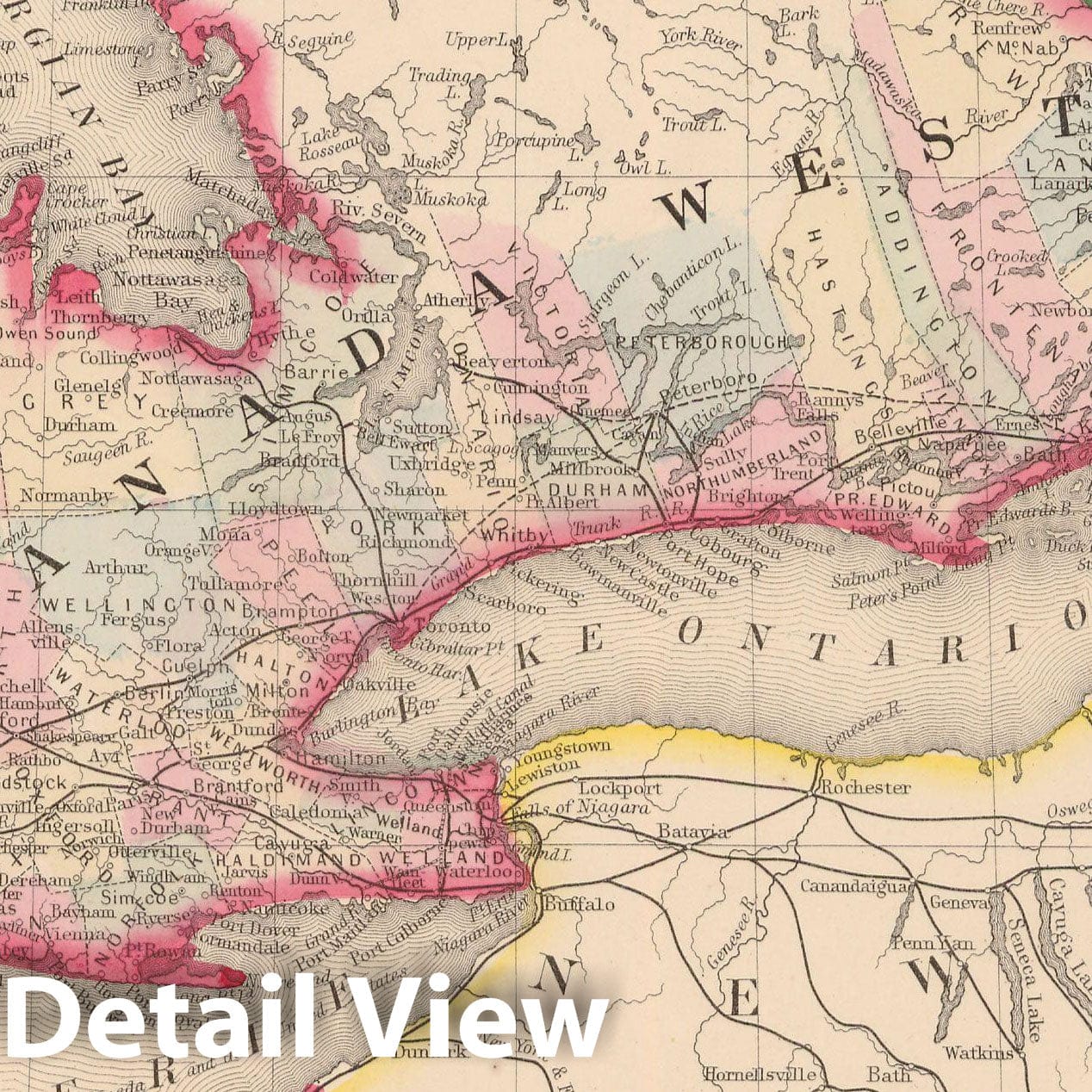Historic Map : Canada 1864 , New General (World) Atlas , Vintage Wall Art