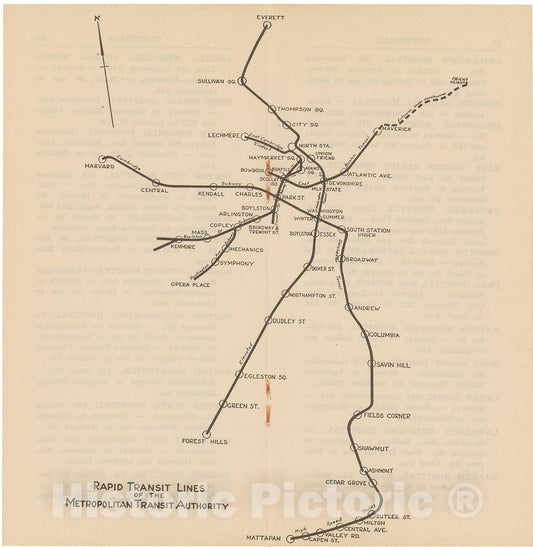 Historic Map : Greater Boston Transit Maps, Boston MTA Map 1950 Railroad Catography , Vintage Wall Art