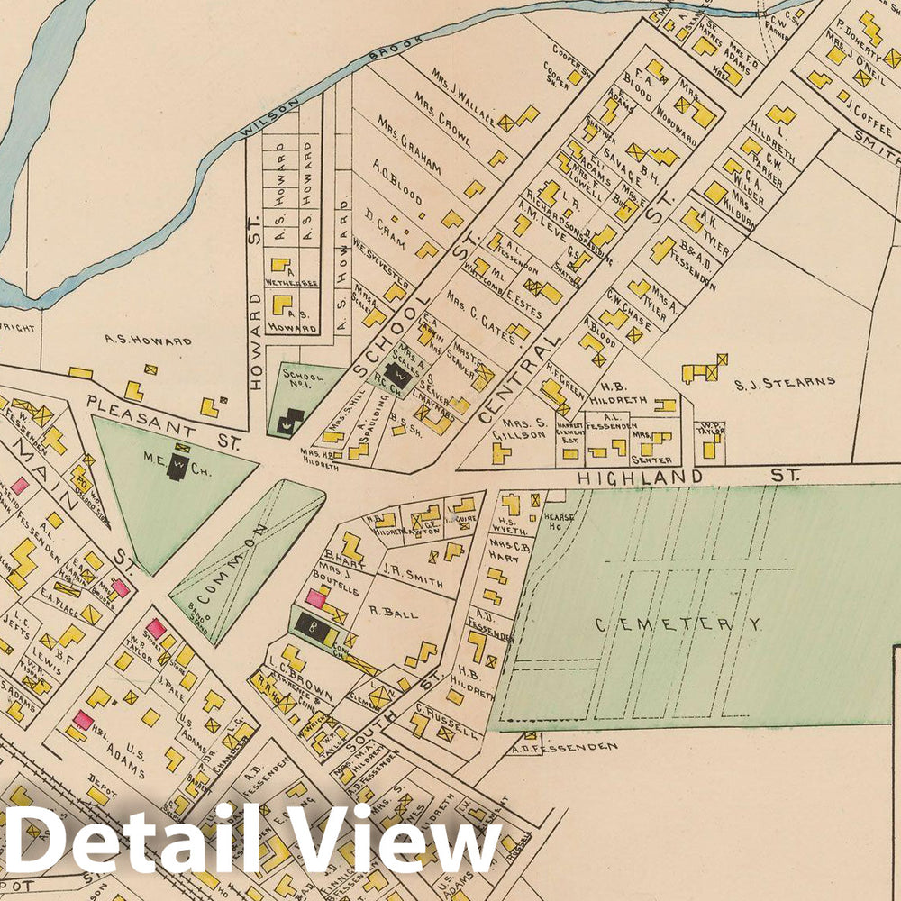 Historic Map : Atlas of Middlesex County, Massachusetts, Ashby & Townsend 1889 , Vintage Wall Art