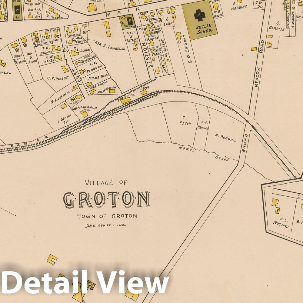 Historic Map : Atlas of Middlesex County, Massachusetts, Groton 1889 , Vintage Wall Art