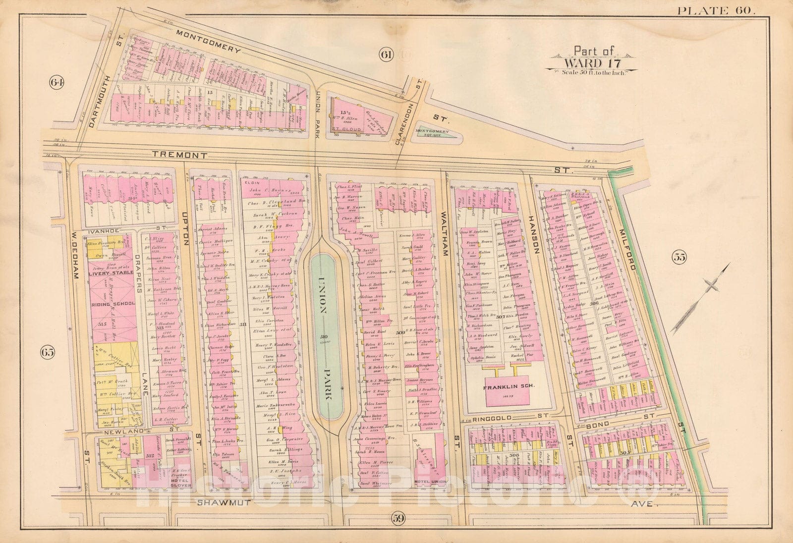 Historic Map : Atlas City of Boston, City Proper, Vol. 2, Boston 1888 Plate 060 , Vintage Wall Art