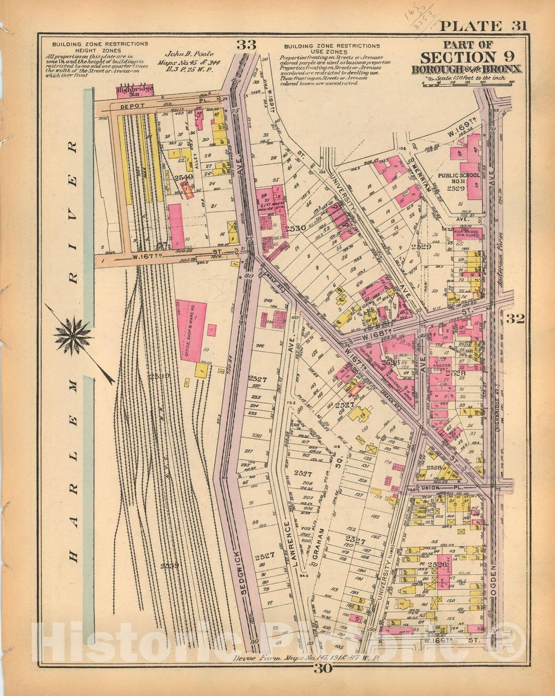 Historic Map : Borough of The Bronx, Sections 9-13, The Bronx 1928 Plate 031 , Vintage Wall Art