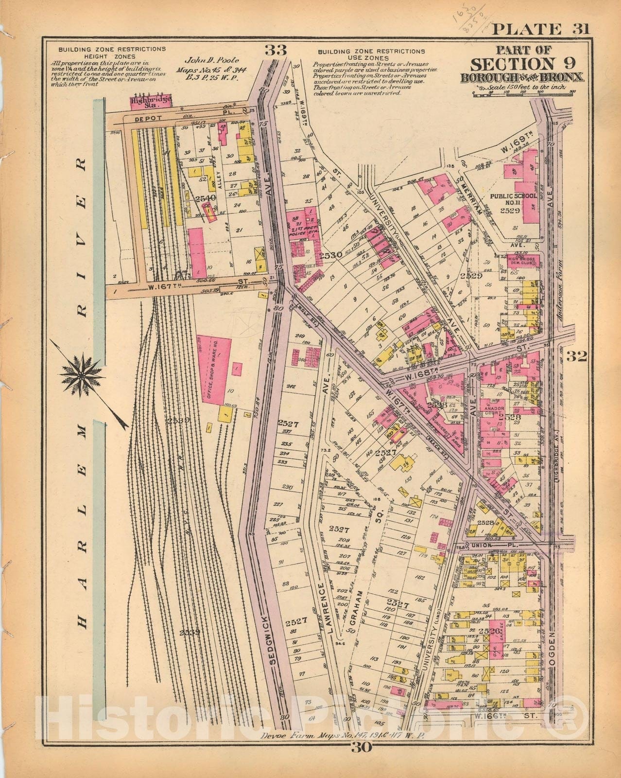 Historic Map : Borough of The Bronx, Sections 9-13, The Bronx 1928 Plate 031 , Vintage Wall Art