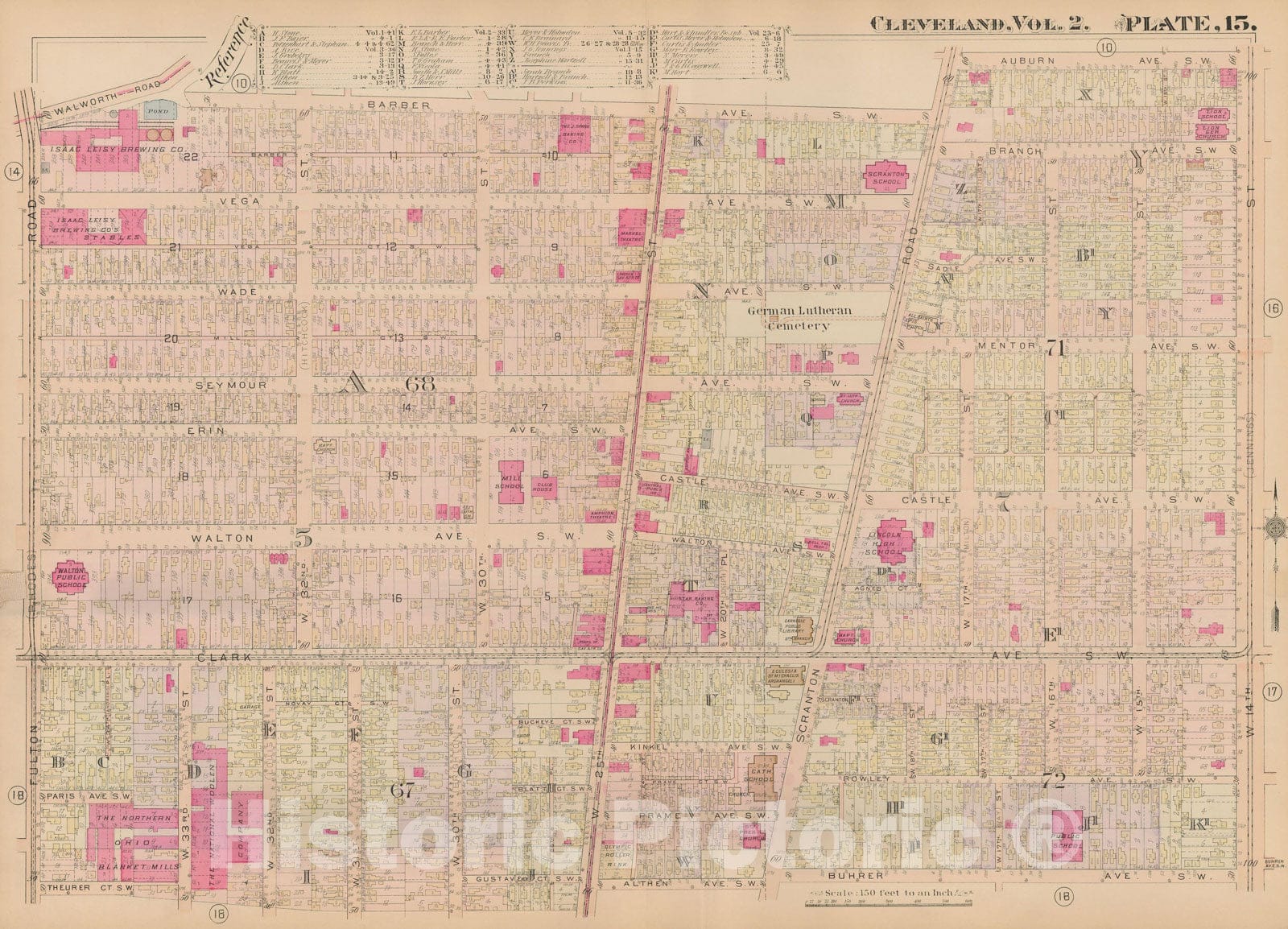 Historic Map : Plat Book of The City of Cleveland, Vol. Two, 1912 Plate 015 , Vintage Wall Art