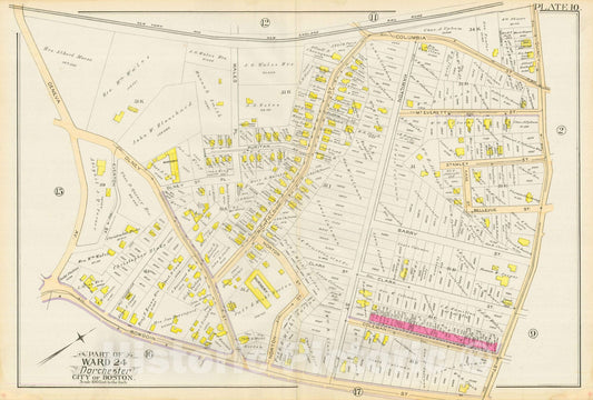 Historic Map : Atlas City of Boston, Vol. 5, Dorchester, Dorchester 1889 Plate 010 , Vintage Wall Art