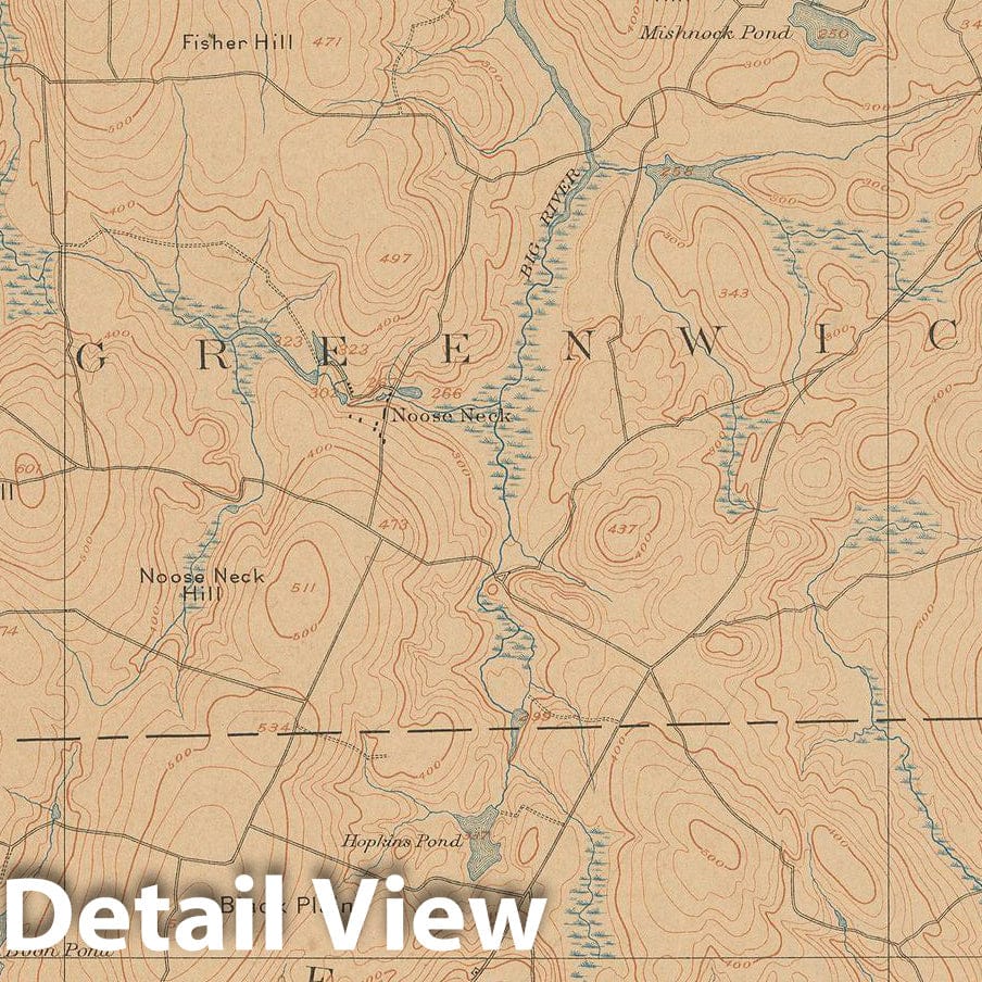 Historic Map : USGS 7.5 Minute Sheets and Quadrangles, Coventry & Crompton & Exeter & Phenix & West Greenwich 1907 Topographic Map , Vintage Wall Art