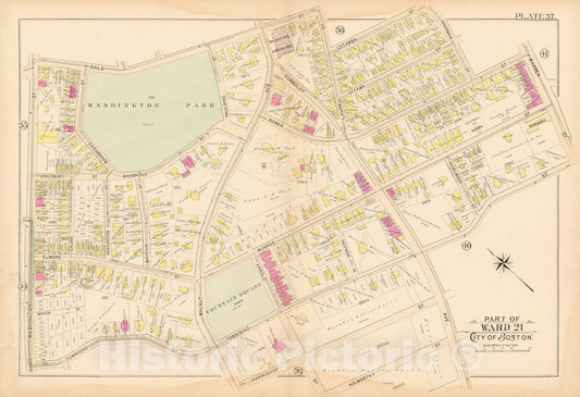 Historic Map : Atlas City of Boston Proper 1895 Plate 037 , Vintage Wall Art