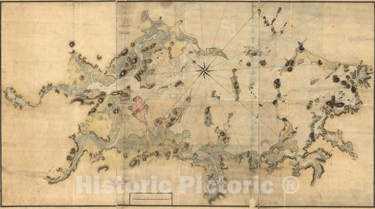 Historic Map : 18th Century Coastal Charts, Boston Harbor 1770 Topographic Map , Vintage Wall Art