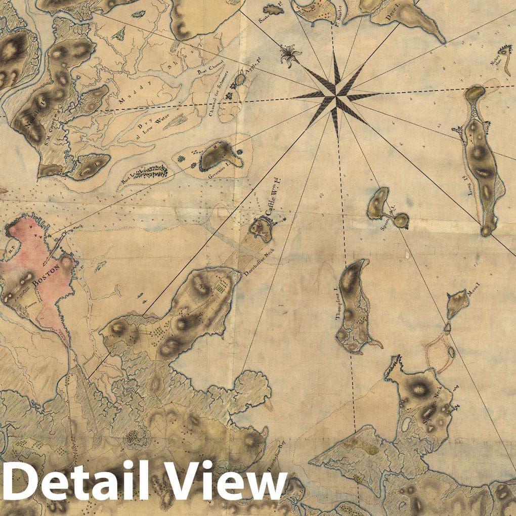 Historic Map : 18th Century Coastal Charts, Boston Harbor 1770 Topographic Map , Vintage Wall Art