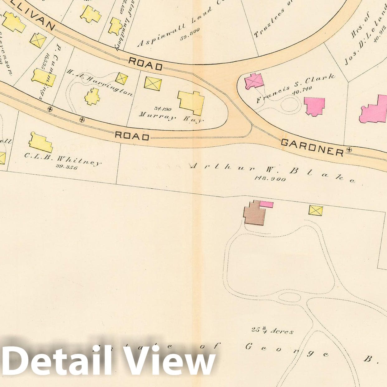Historic Map : Atlas Town of Brookline, Brookline 1888 Plate H , Vintage Wall Art