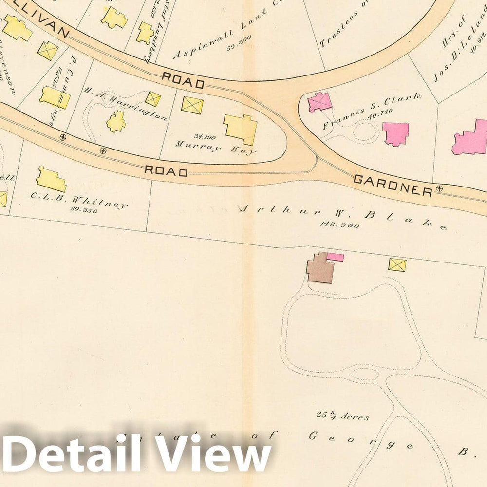 Historic Map : Atlas Town of Brookline, Brookline 1888 Plate H , Vintage Wall Art
