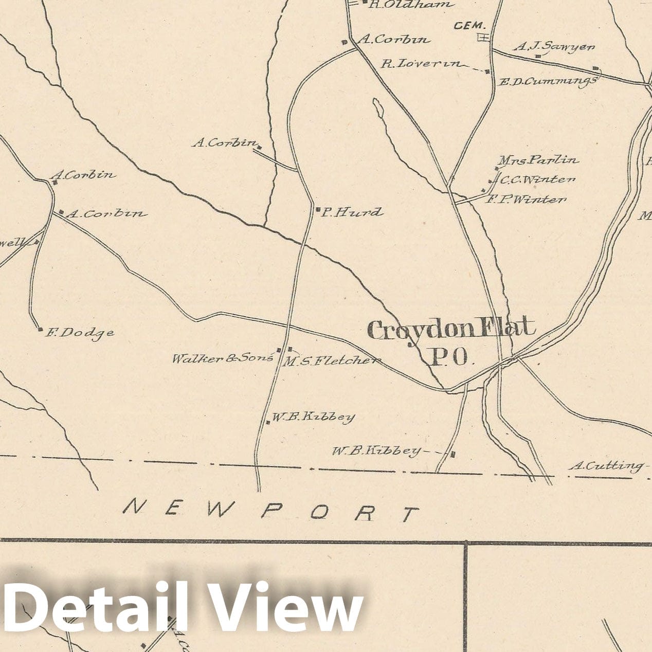 Historic Map : Croydon 1892 , Town and City Atlas State of New Hampshire , Vintage Wall Art