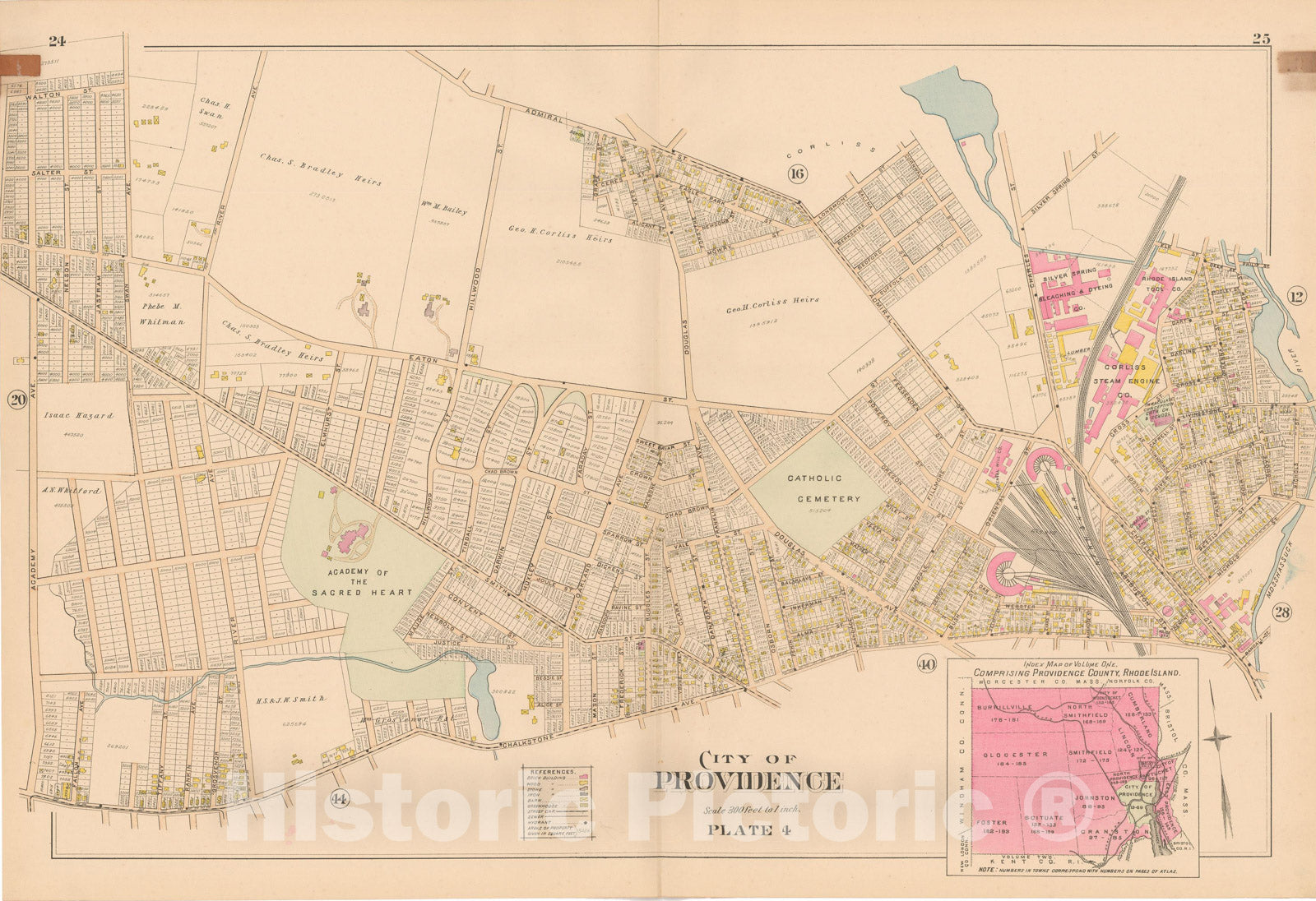 Historic Map : Atlas of Providence County, Providence 1895 Plate 004 , Vintage Wall Art
