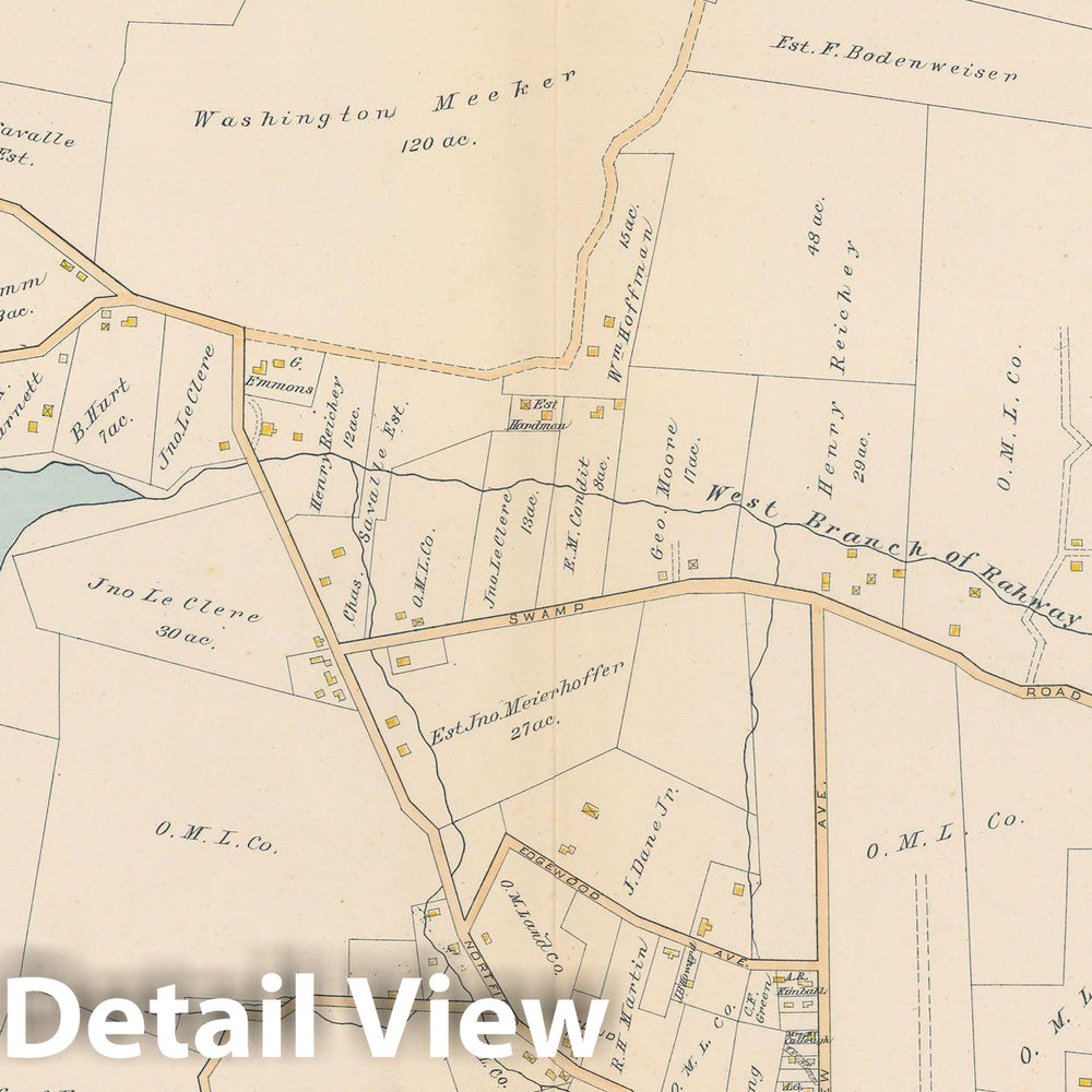 Historic Map : Atlas of Essex County, New Jersey, West Orange 1890 Plate 014 , Vintage Wall Art