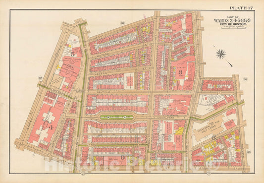 Historic Map : Atlas City of Boston, Boston 1938 Plate 017 , Vintage Wall Art