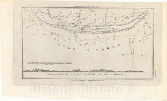 Historic Map : American Coast Pilot, Sable Island 1815 , Vintage Wall Art