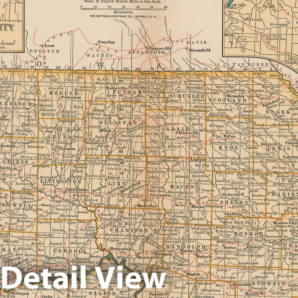 Historic Map : Missouri 1897 , The Century Atlas World , Vintage Wall Art