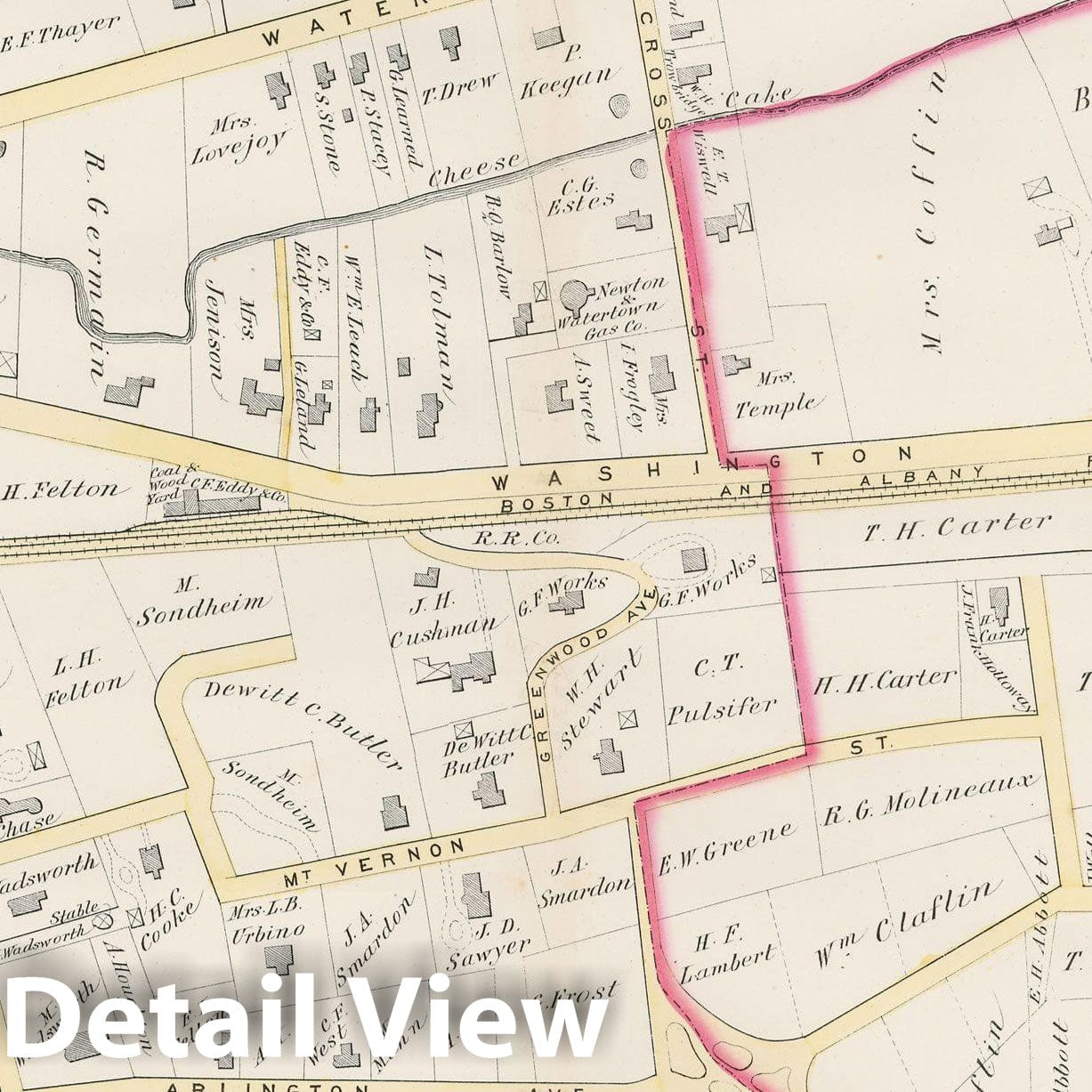 Historic Map : Atlas of Newton, Newton 1874 , v10, Vintage Wall Art