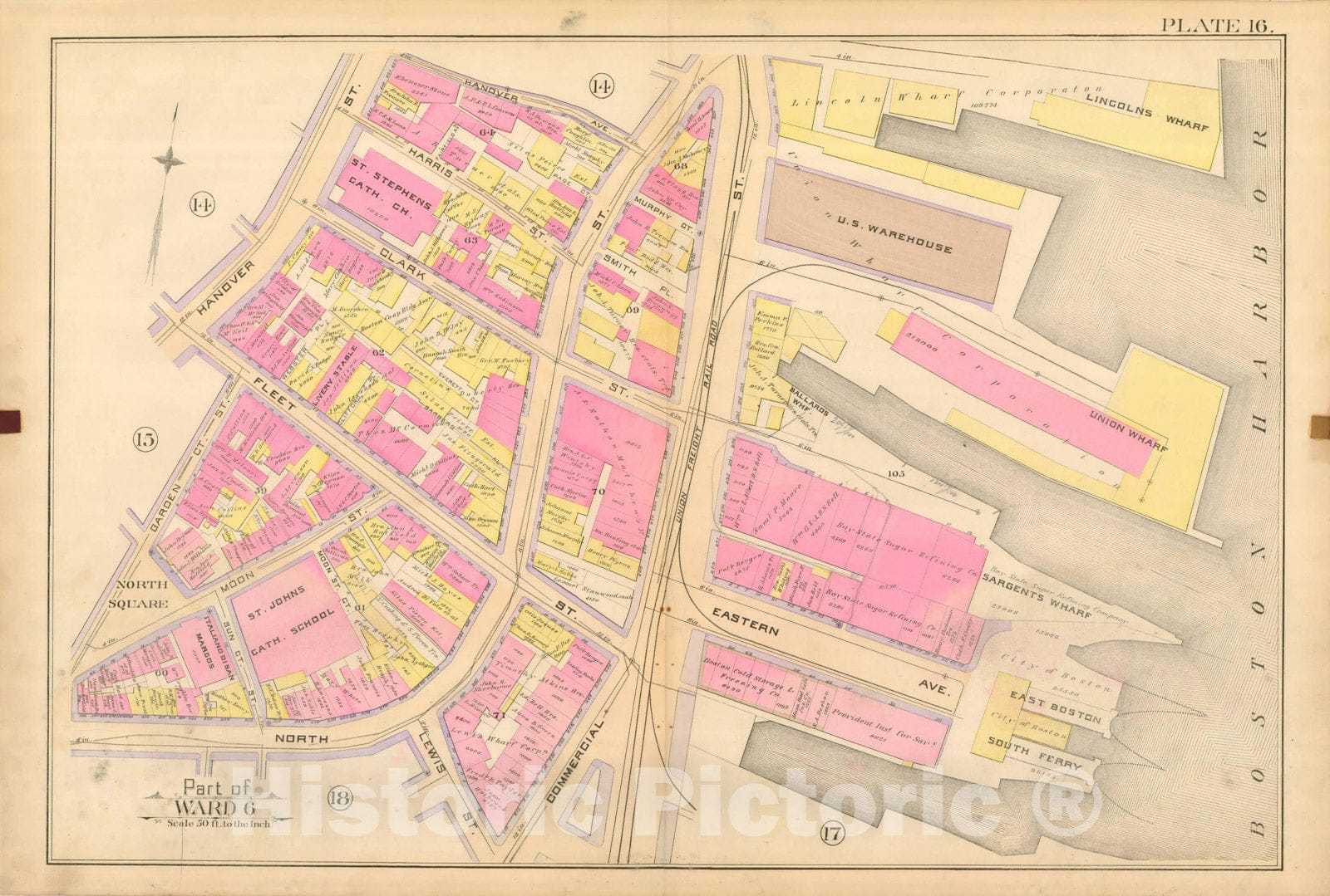 Historic Map : Atlas City of Boston, City Proper, Vol. I, Boston 1888 Plate 016 , Vintage Wall Art