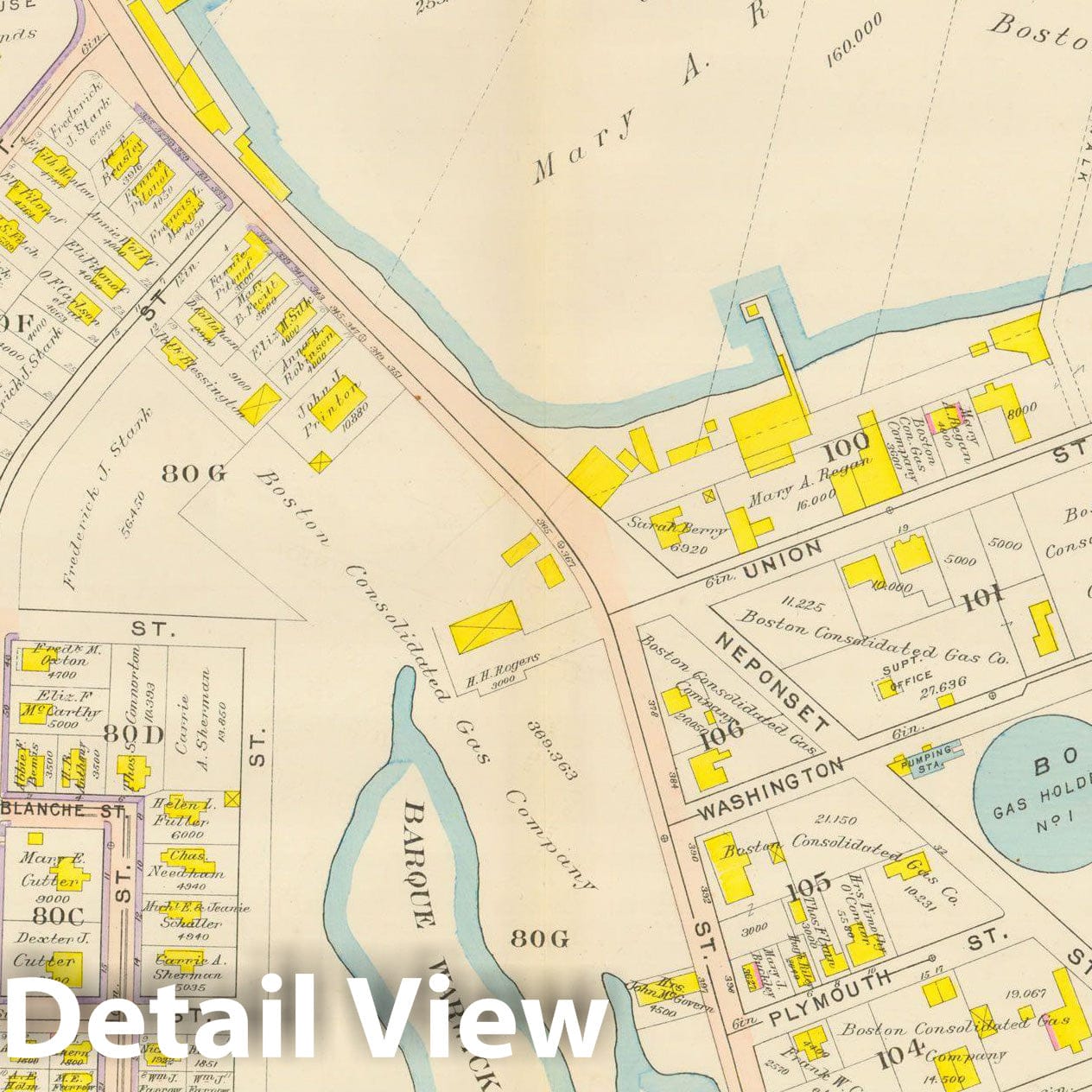 Historic Map : Atlas City of Boston, Dorchester, Dorchester 1910 Plate 019 , Vintage Wall Art
