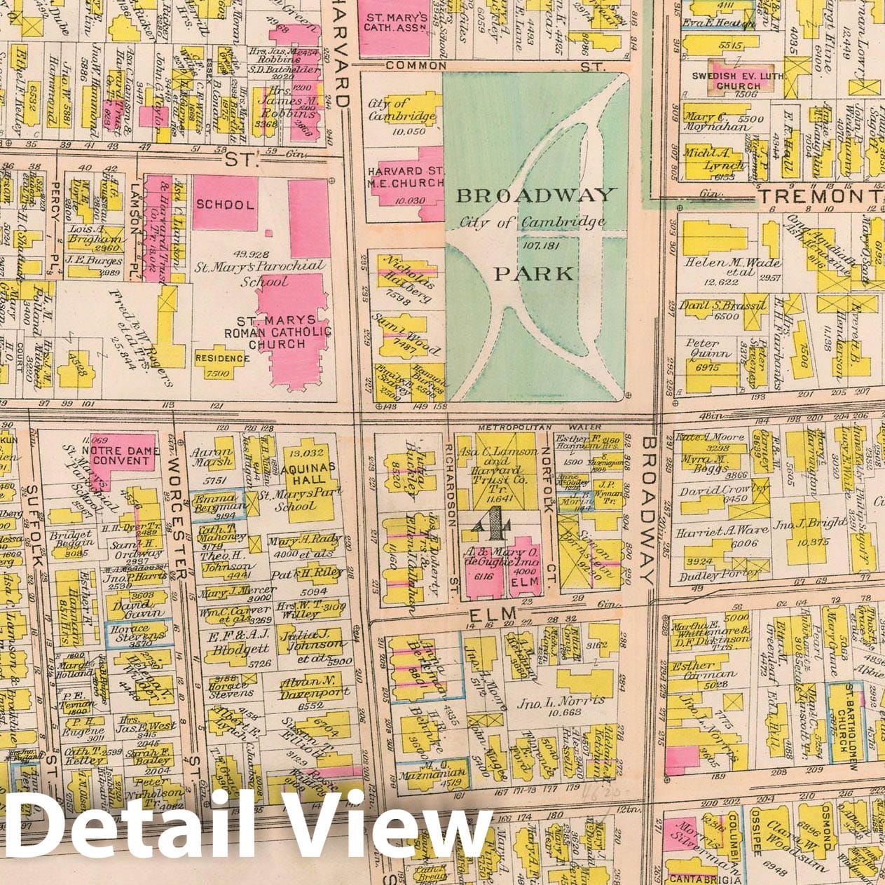 Historic Map : Atlas City of Cambridge Massachusetts 1916 Plate 008 , Vintage Wall Art