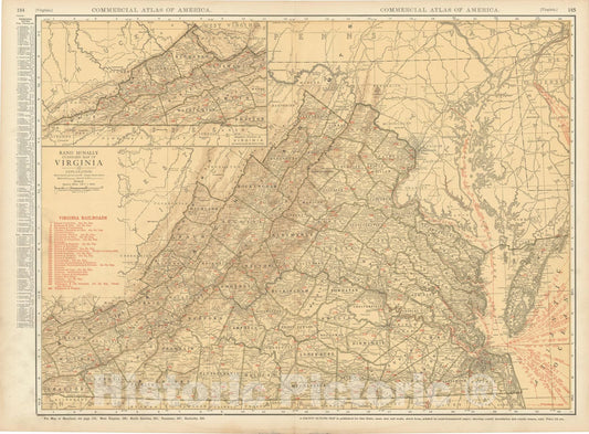 Historic Map : Virginia 1925 , Vintage Wall Art