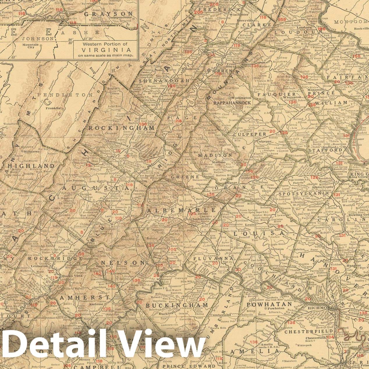 Historic Map : Virginia 1925 , Vintage Wall Art