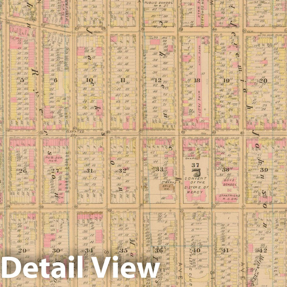 Historic Map : Robinson's Atlas City of Brooklyn, NY, Brooklyn 1886 Plate 008 , Vintage Wall Art
