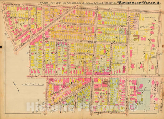 Historic Map : Atlas City of Rochester New York, Rochester 1910 Plate 008 , Vintage Wall Art