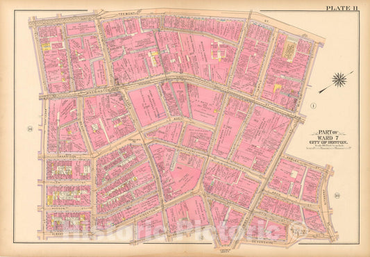 Historic Map : Atlas City of Boston, Boston 1912 Plate 011 , Vintage Wall Art