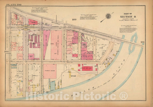 Historic Map : Land Book of the Borough of Manhattan, City of NY, Manhattan 1925 Plate 190 , Vintage Wall Art