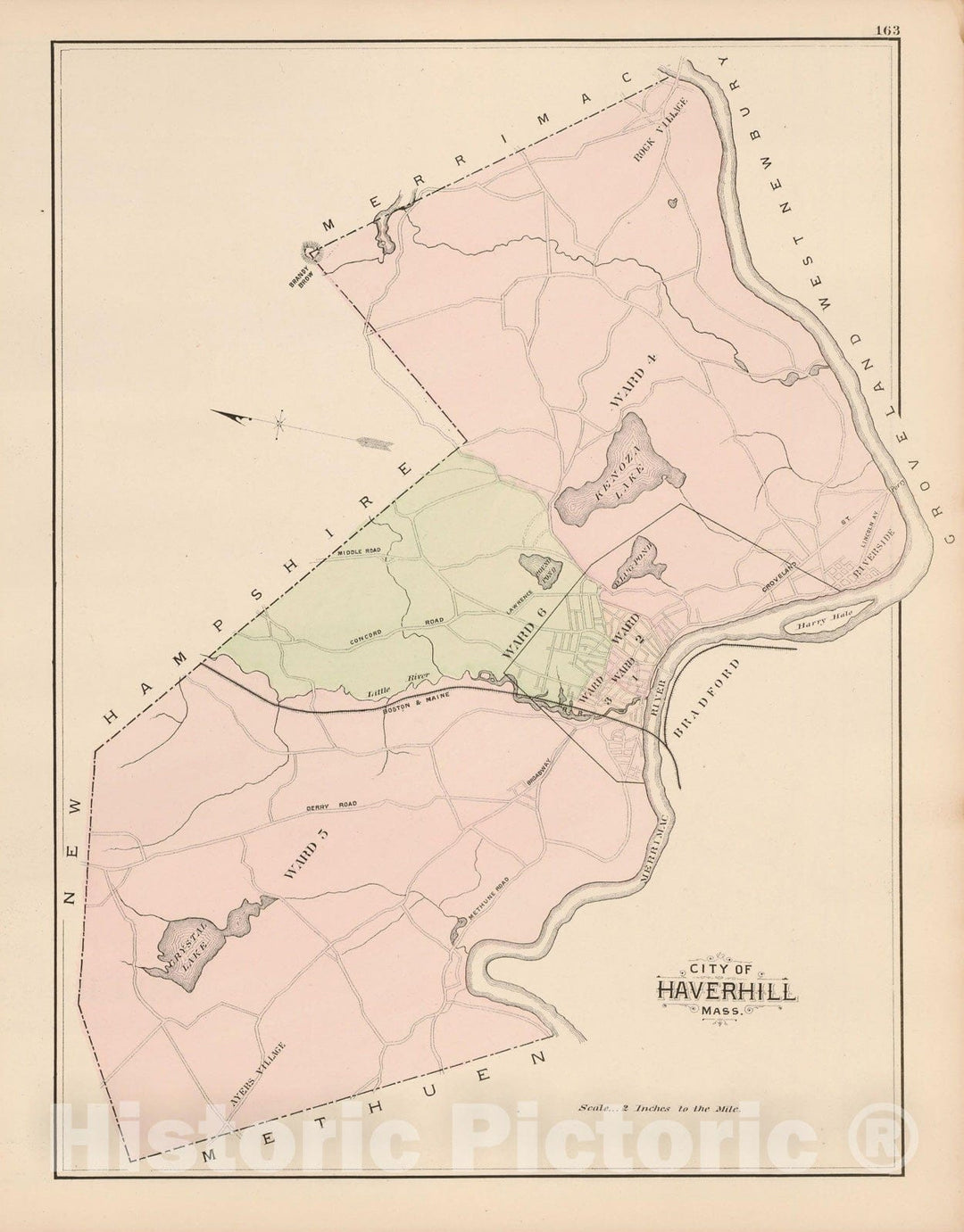 Historic Map : Atlas of Essex County, Haverhill 1884 , Vintage Wall Art