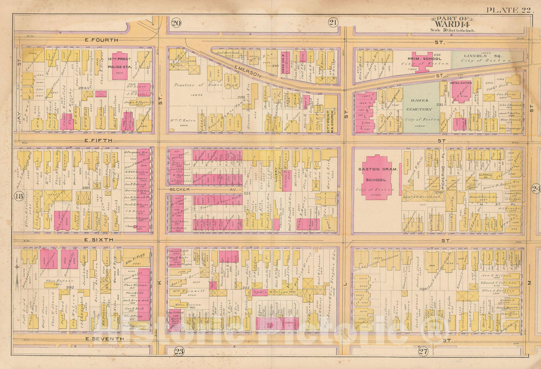 Historic Map : Atlas of South Boston, South Boston 1891 Plate 022 , Vintage Wall Art
