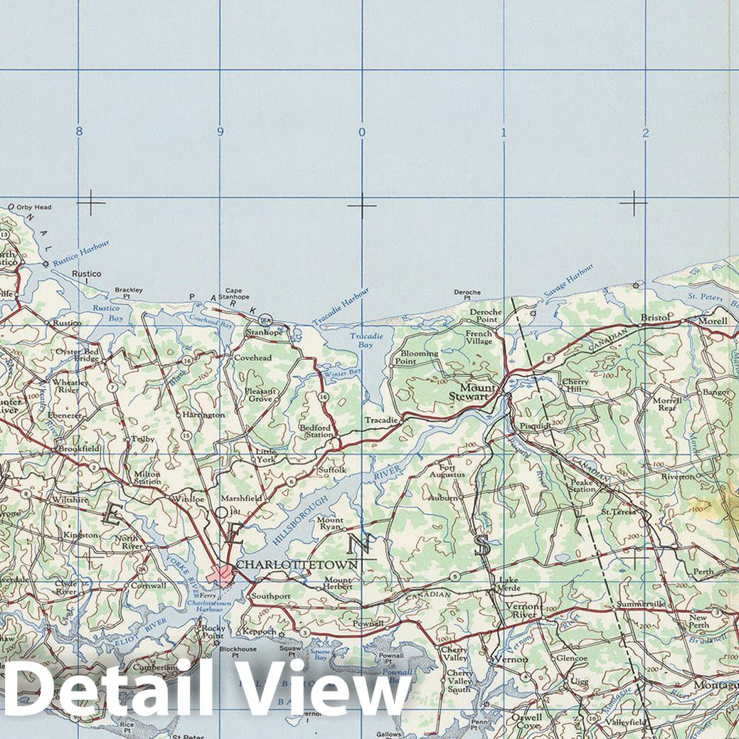Historic Map : Canada National Topographic System, Charlottetown 1950 , Vintage Wall Art