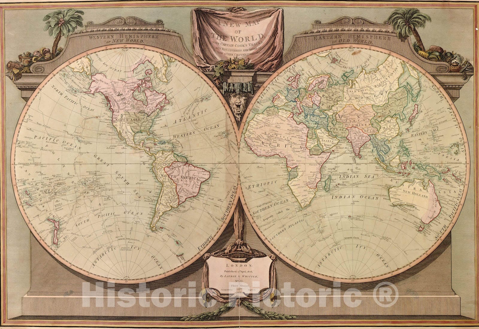 Historic Map : The World 1808 , Vintage Wall Art