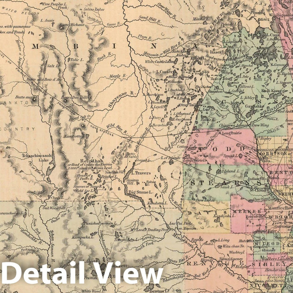 Historic Map : Minnesota 1857 , General Atlas (Of The World) , Vintage Wall Art