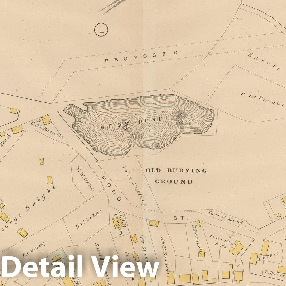 Historic Map : Atlas of Marblehead, Marblehead 1881 Plate B , Vintage Wall Art