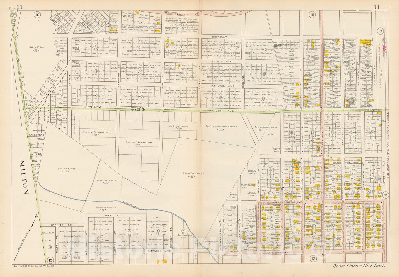 Historic Map : Atlas City of Quincy, Quincy 1907 Plate 011 , Vintage Wall Art