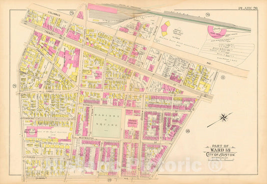 Historic Map : Atlas City of Boston Proper 1895 Plate 020 , Vintage Wall Art