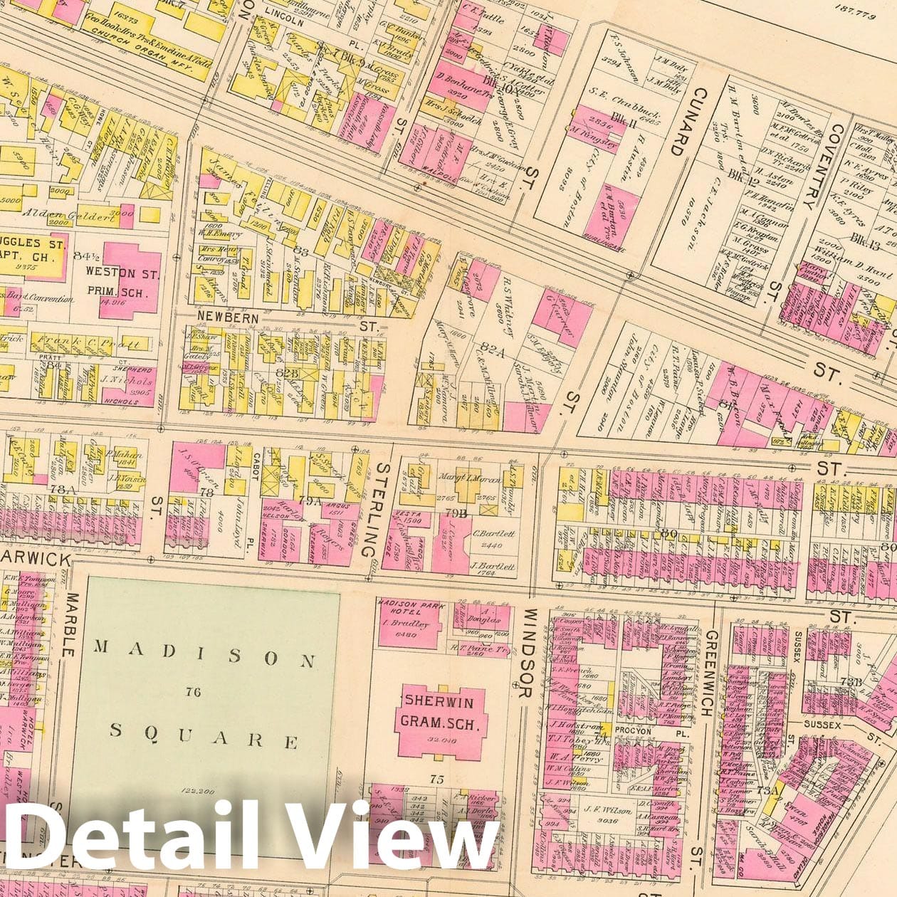 Historic Map : Atlas City of Boston Proper 1895 Plate 020 , Vintage Wall Art