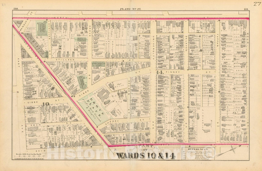 Historic Map : Atlas of Rochester, NY, Rochester 1875 Plate 027 , Vintage Wall Art