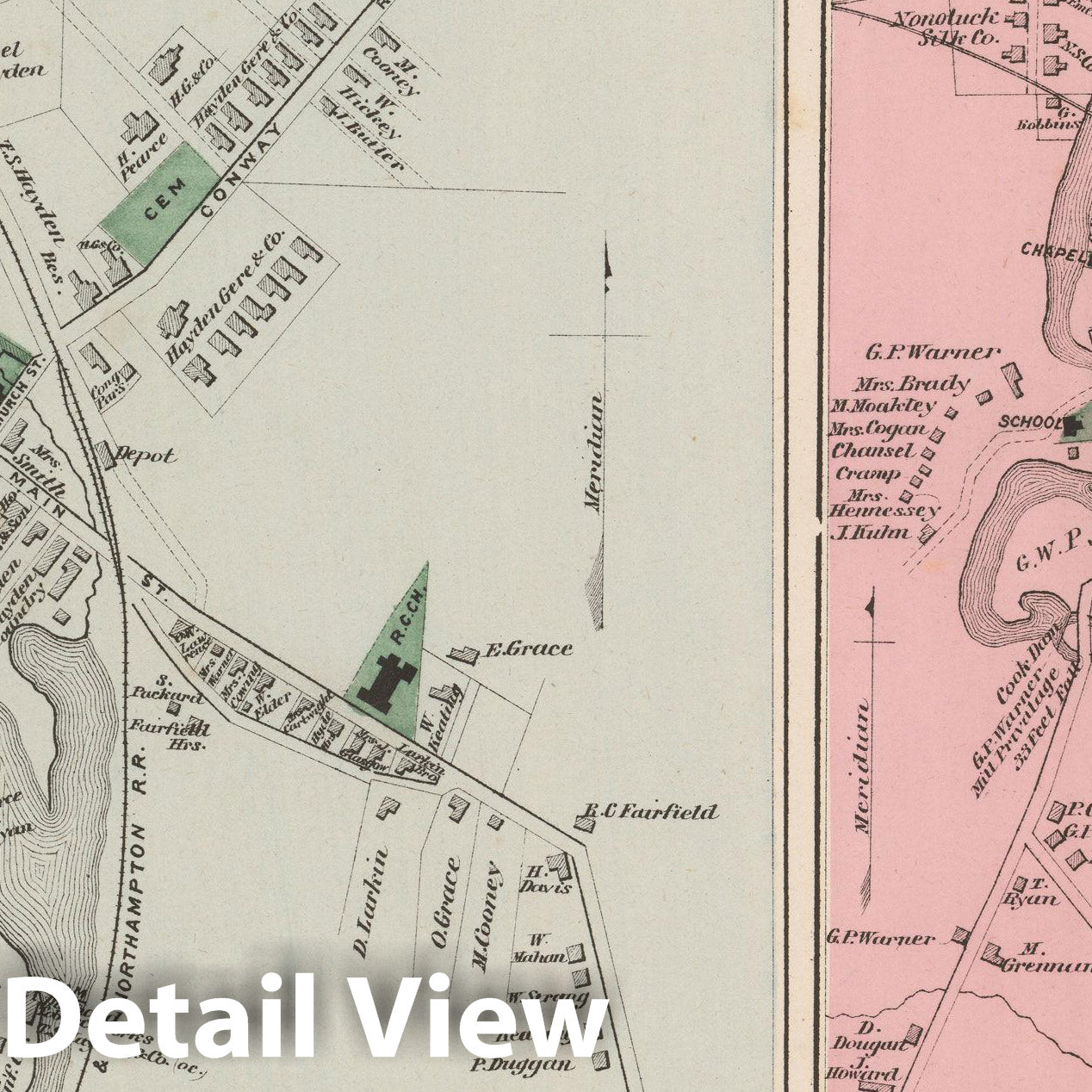 Historic Map : Atlas of Hampshire County Massachusetts, Haydenville 1873 , Vintage Wall Art