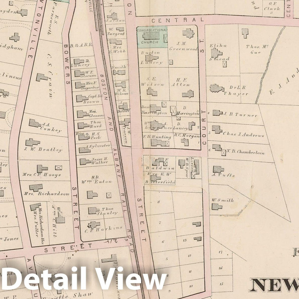 Historic Map : City of Newton, Middlesex County, Newton 1874 Plate D , Vintage Wall Art