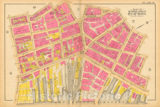 Historic Map : Atlas City of Boston, City Proper and Roxbury, Boston 1890 Plate 008 , Vintage Wall Art