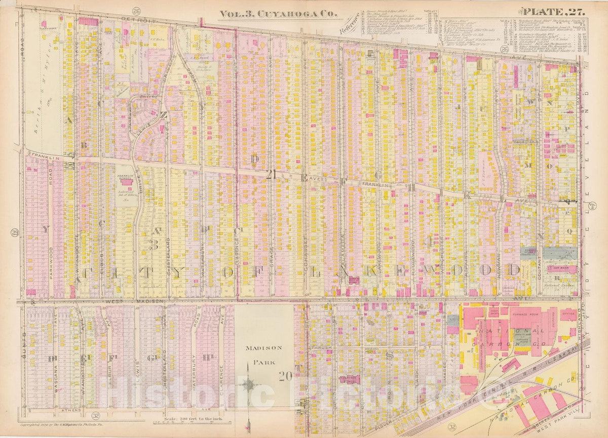 Historic Map : Plat Book of The City of Cleveland, Vol. Three, Cleveland 1920 Plate 027 , Vintage Wall Art