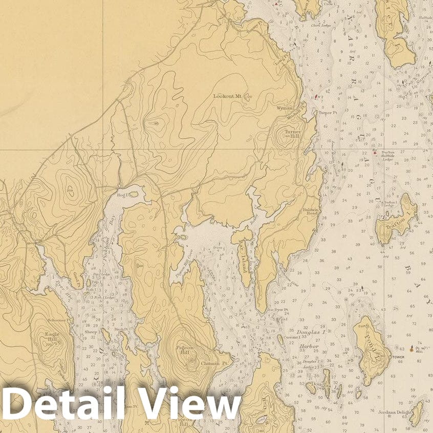 Historic Map : Coastal Charts - Maine: Nash Island to Schoodic Island 1941 , Vintage Wall Art