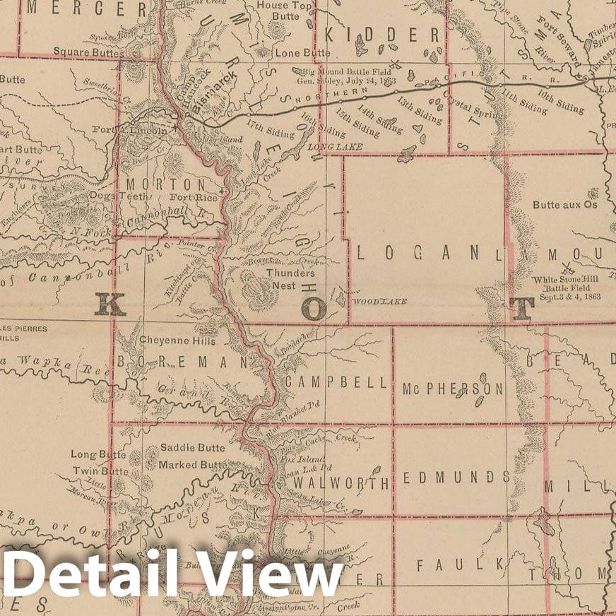 Historic Map : North Dakota & South Dakota 1877 Business Atlas , Vintage Wall Art