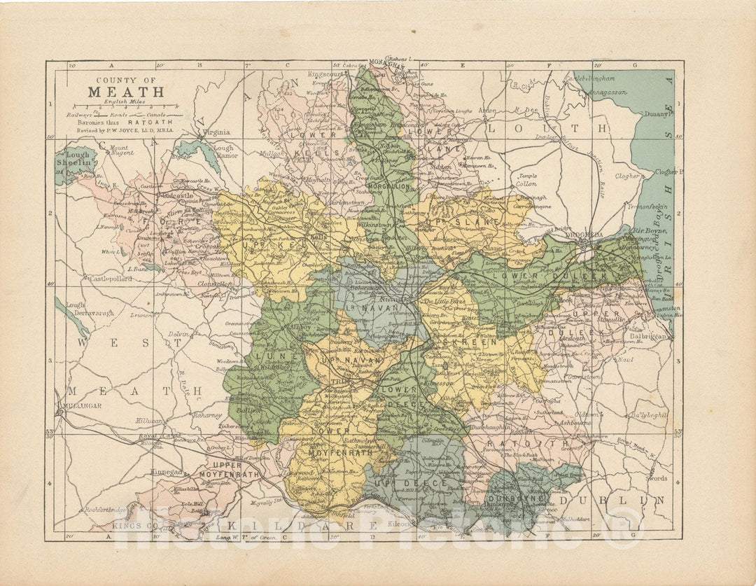 Historic Map : Irish County Maps, Meath 1900 , Vintage Wall Art
